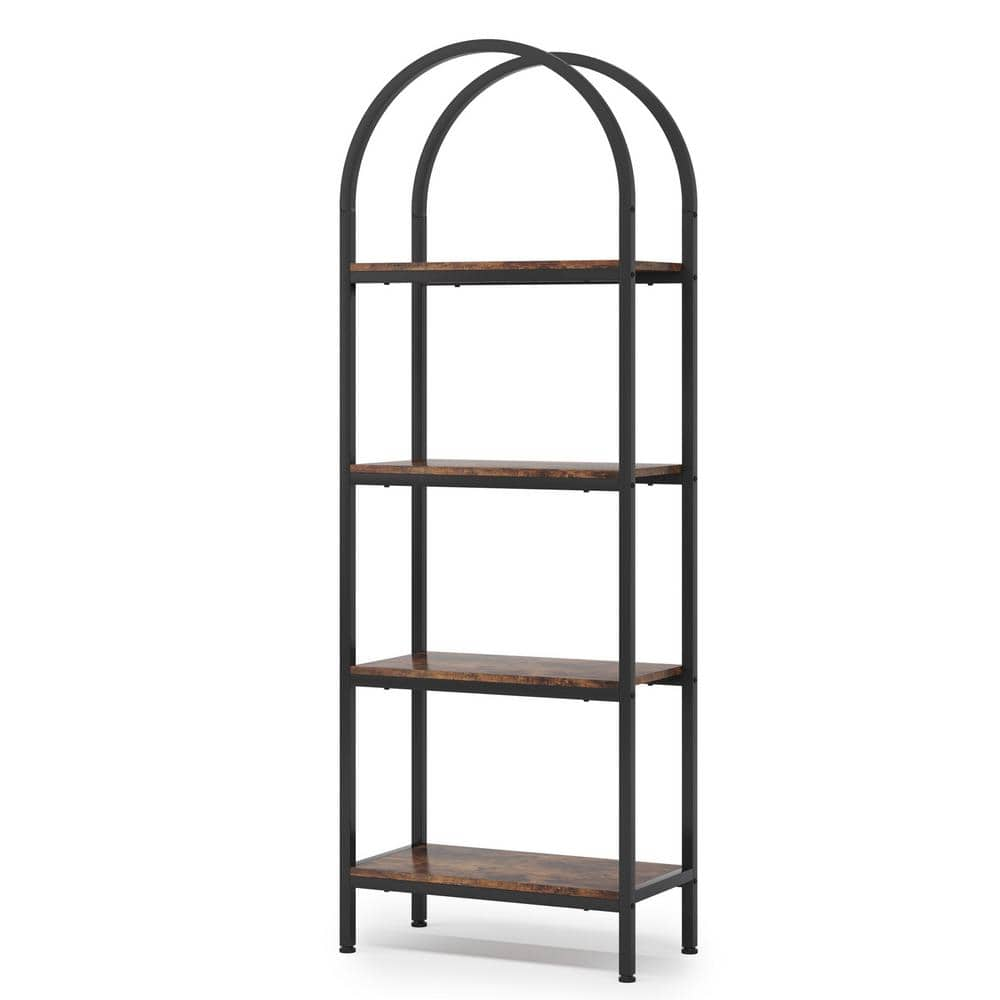 Tribesigns Earlimart 70.8 in. Rustic Wood Bookshelf 4-Tier Etagere Bookcase and Bookshelf Modem Industrial Ladder Shelf Display