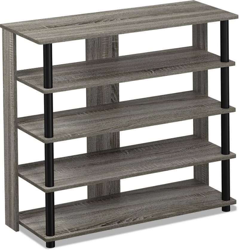 Furinno 29.5 H 12-Pair 4-Tier Gray Wood Shoe Rack