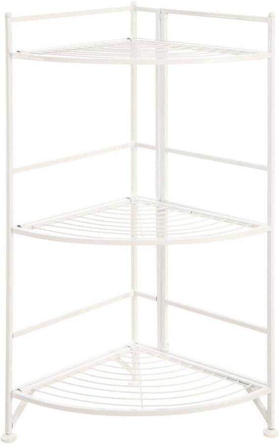 Convenience Concepts Xtra Storage 32.25 in. White Metal 3-Shelf Accent Bookcase with Folding Sides