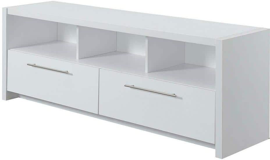 Convenience Concepts Newport 16 in. White Wood TV Stand Fits TVs Up to 65 in. with Storage Doors