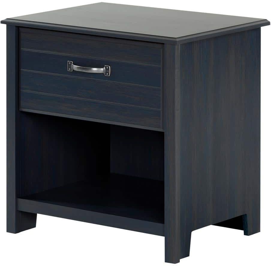 South Shore Asten 1 -Drawer Blueberry Nightstand 22.5 in. H x 21.75 in. W x 17.5 in. D