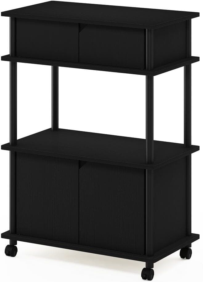 Furinno Turn-N-Tube Americano and Black Storage Cart with Cabinet