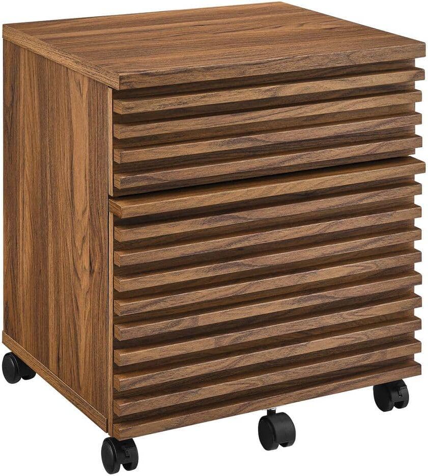 MODWAY Render Walnut Wood File Cabinet