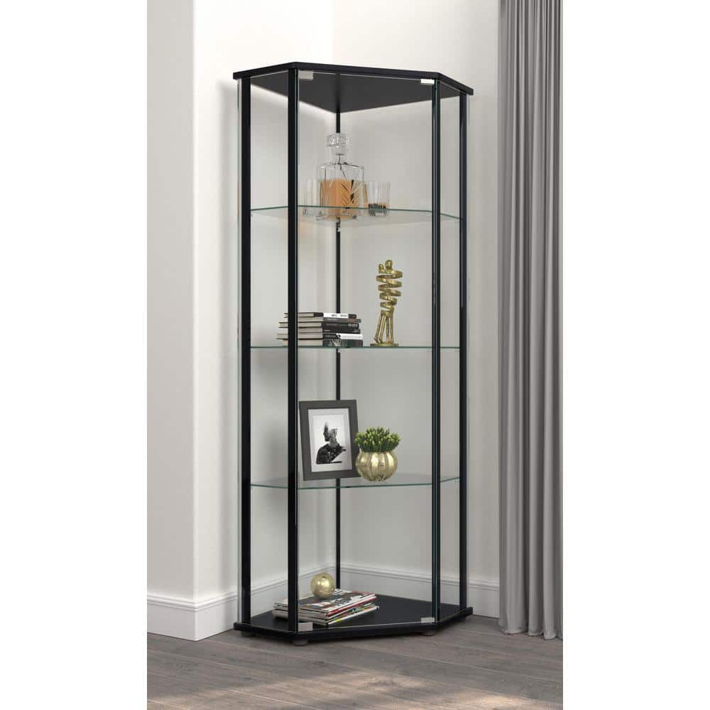 Coaster Zenobia Clear and Black Glass Shelf Storage Cabinet