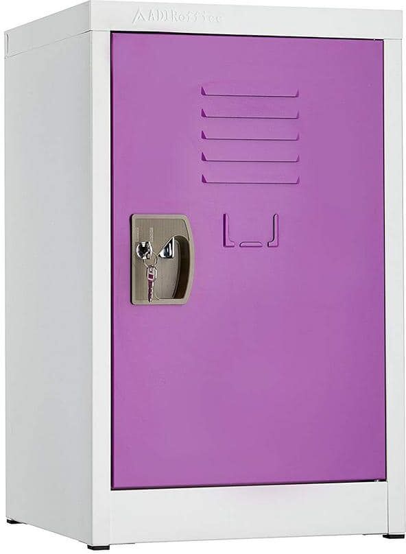 AdirOffice 629-Series 24 in. H 1-Tier Steel Storage Locker Free Standing Cabinets for Home, School, Gym in Purple