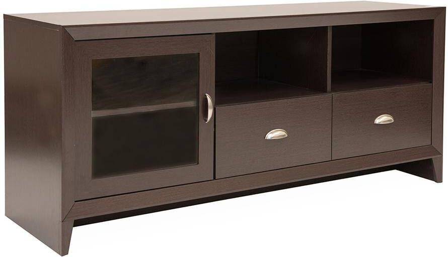 Kahomvis 55 in. Brown TV Stand with 2 Storage Drawers Fits TV's up to 60 in. with Cable Management, 2 Open Shelves and Cabinet