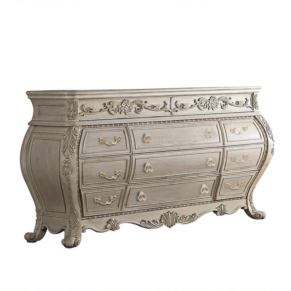 Acme Furniture Ragenardus 11-Drawer Antique White Dresser (41H X 23W X 73D)