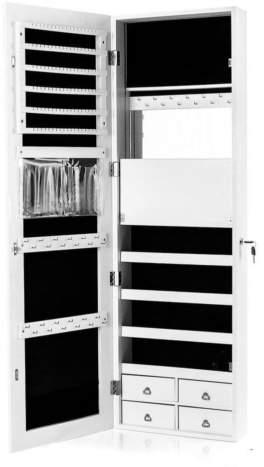 ANGELES HOME White Multipurpose Storage Cabinet with 4 Drawers,Auto-on LED, 2-way Installation