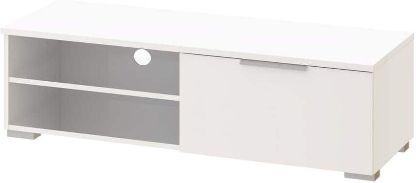 Tvilum Match 46 in. White High Gloss Engineered Wood TV Stand Fits TVs Up to 55 in. with Adjustable Shelves