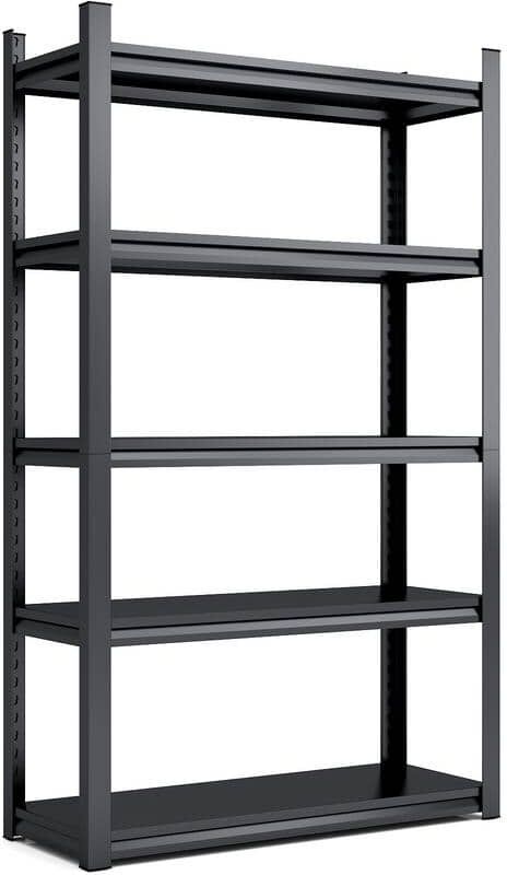 6 Tier Heavy-Duty Storage Rack With Adjustable Height, Reinforced layer, Metal Garage Shelving 48 x 24 x 72 Black