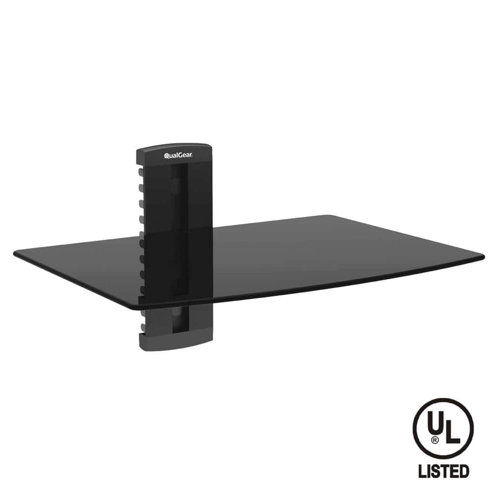 QualGear Universal Single Shelf Wall Mount for A/V Components, Black
