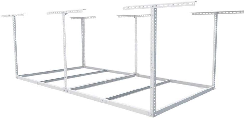 FLEXIMOUNTS White Adjustable Height Overhead Garage Storage Rack (96 in W x 48 in D)