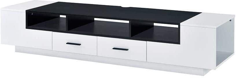 Acme Furniture Armour 16 in. White and Black TV Stand with 2-Drawer Fits TV's up to 70 in.