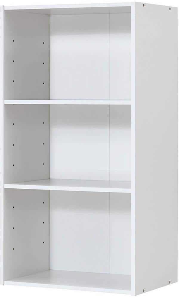 HONEY JOY 17 in. White MDF 3-Tier Storage Cabinet Multi-functional Display Open shelf Bookcase