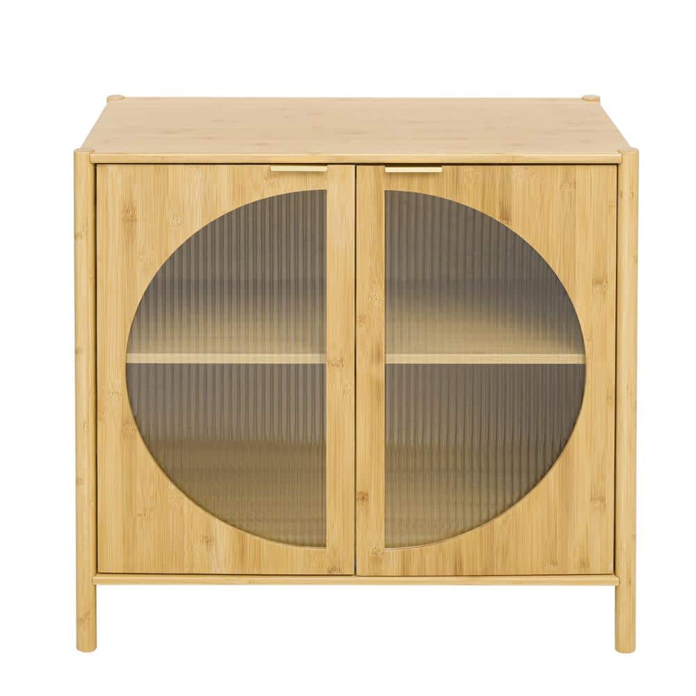 Tileon Bamboo 2 door cabinet, Buffet Sideboard Storage Cabinet, Buffet Server Console Table, for Dining Room, Kitchen