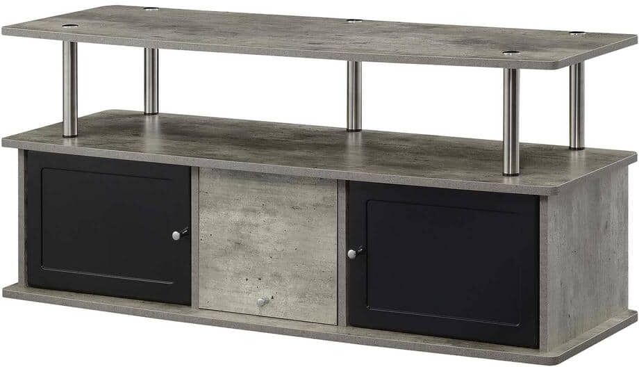 Convenience Concepts Designs2Go 47.25 in. Faux Birch and Black TV Stand Fits up to a 50 in. TV with 3-Storage Cabinets