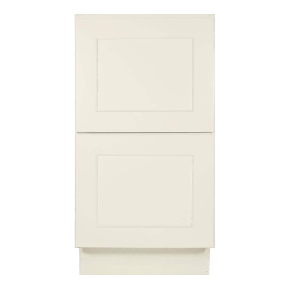 HOMEIBRO 18 in.W x 24 in.D x 34.5 in.H in Antique White Plywood Ready to Assemble Floor Base Kitchen Cabinet with 2 Drawers