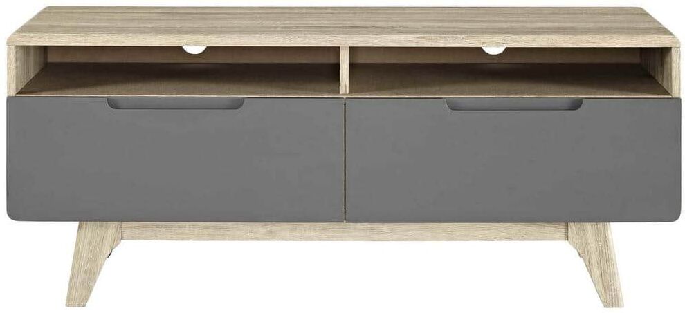 MODWAY Origin 47 in. Natural Gray Wood TV Stand with 2 Drawer Fits TVs Up to 50 in. with Cable Management