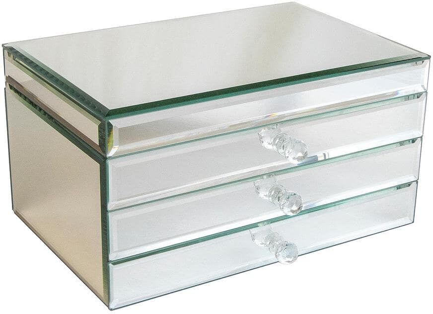 Mele & Co Maxine Mirrored Jewelry Organizer Box with Drawers