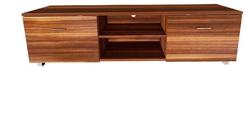 Z-joyee 63 in. Walnut TV Stand Fits TV's up to 70 in. with 2-Storage Cabinet and Open Shelves