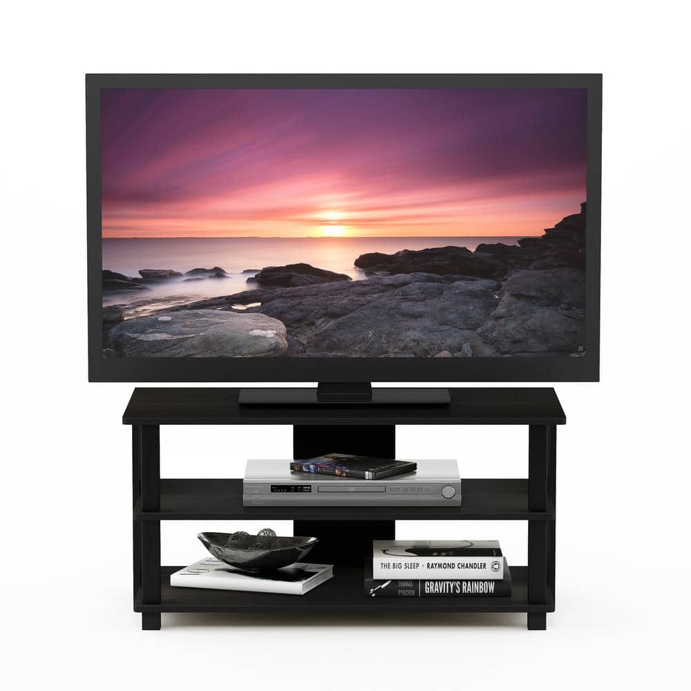 Furinno Sully 31 in. Espresso and Black Wood TV Stand Fits TVs Up to 40 in. with Open Storage