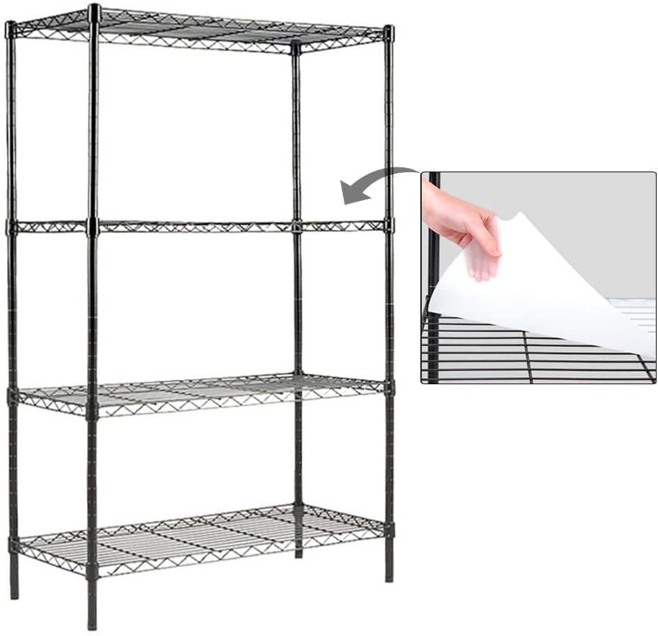 EFINE Black 4-Tier Carbon Steel Wire Garage Storage Shelving Unit, NSF Certified (35.5 in. W x 54 in. H x 15.8 in. D)