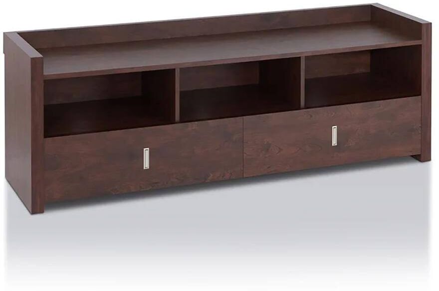 Furniture of America Ditte 20.5 in. H Vintage Walnut TV Stand with 2-Drawer Fits TV's up to 69 in. with Cable Management