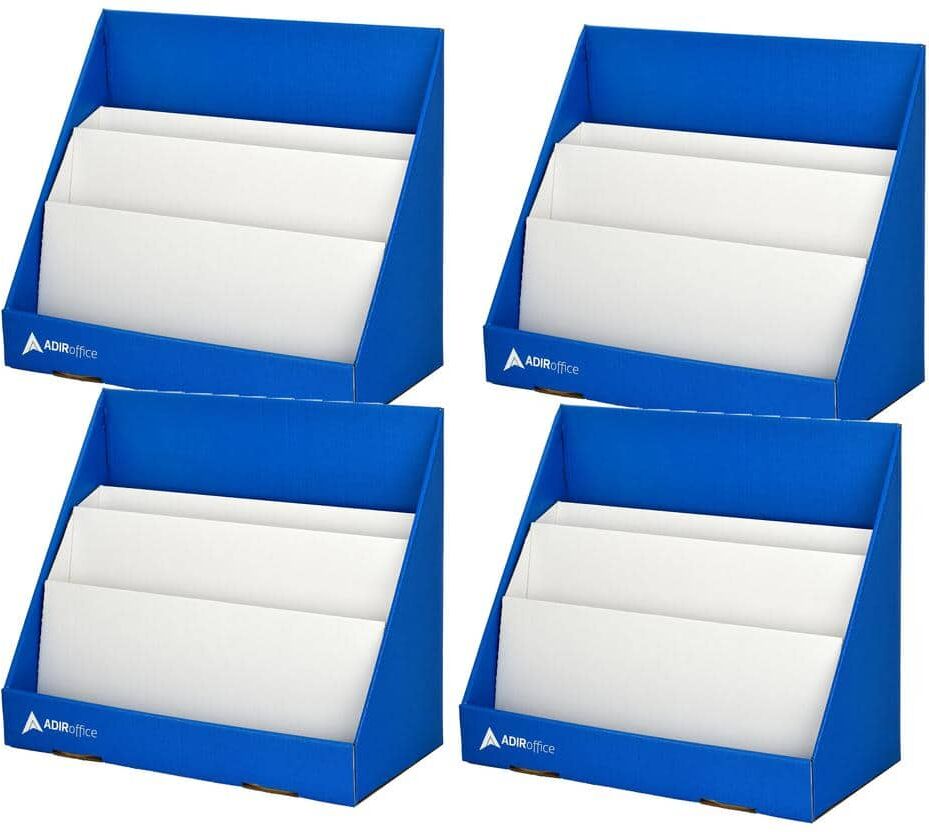 AdirOffice 3-Tiered Cardboard Bookshelf in Blue (4-Pack)