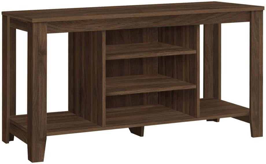 Walnut TV Stand Fits TVs up to 55-65 in. with Shelves and Cable Management