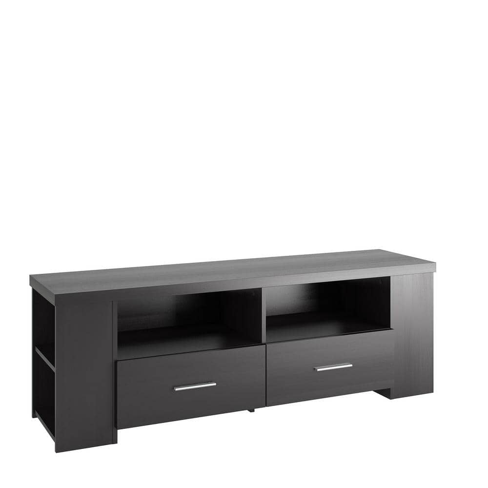 CorLiving Bromley 60 in. Ravenwood Black TV Stand with 2 Drawer Fits TVs Up to 70 in. with Cable Management