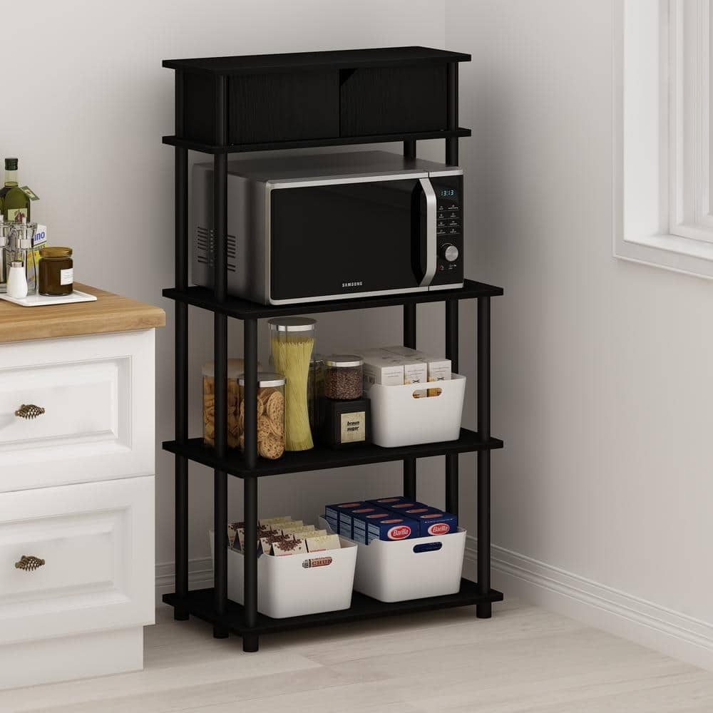 Furinno Turn-N-Tube Americano/Black Storage Shelf with Top Cabinet