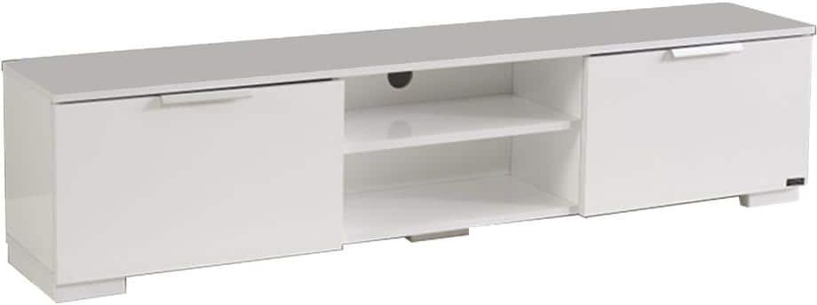 Tidoin Modern 67 in. Wood White TV Stand with 2 Storage Shelves and 2 Doors Fits TV's up to 70 in.