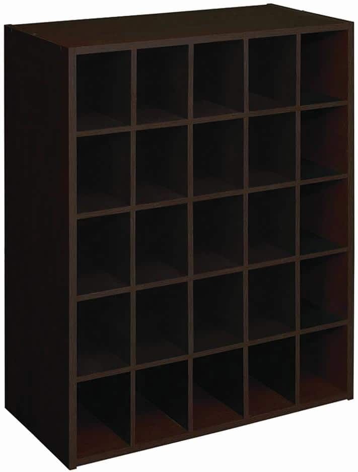 ClosetMaid 32 in. H x 24 in. W x 12 in. D Espresso Wood Look 25-Cube Storage Organizer