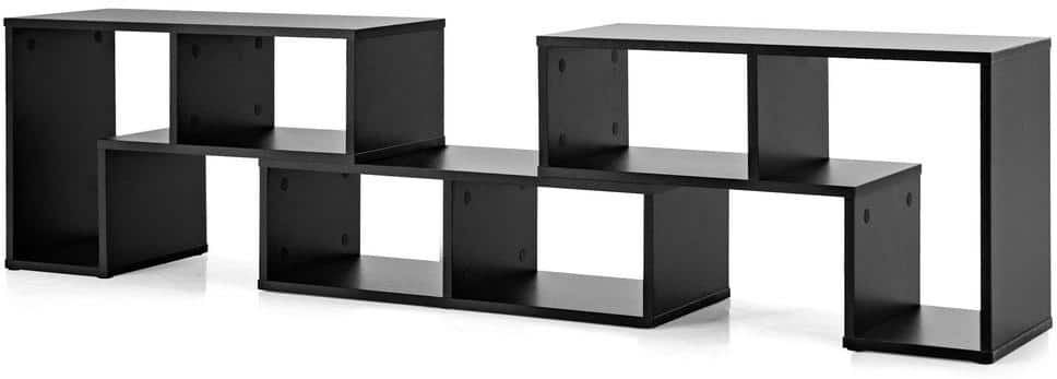 Costway Black TV Stand Fits TVs up to 65 in. Modern Entertainment Center Storage Bookcase (3-Pieces)