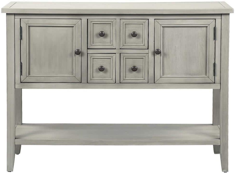 46.00 in. W x 15.00 in. D x 34.00 in. H Antique Gray Linen Cabinet Buffet Sideboard with 2-Doors and Bottom Shelf