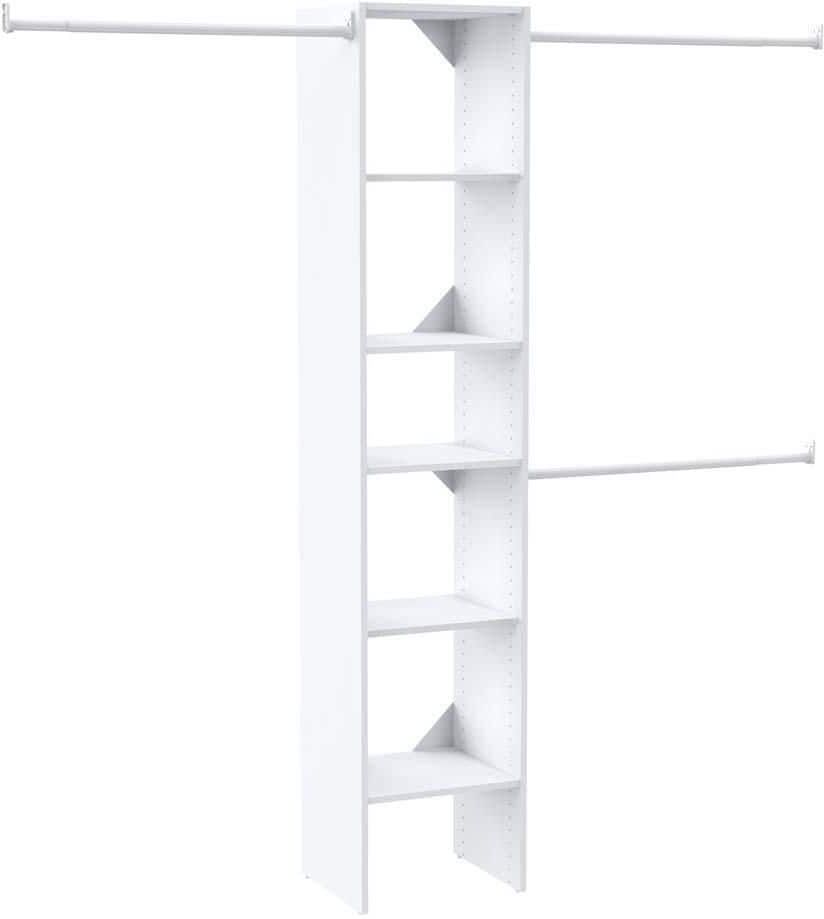 ClosetMaid Selectives 48 in. W - 112 in. W White Reach-In Tower Wall Mount 6-Shelf Wood Closet System