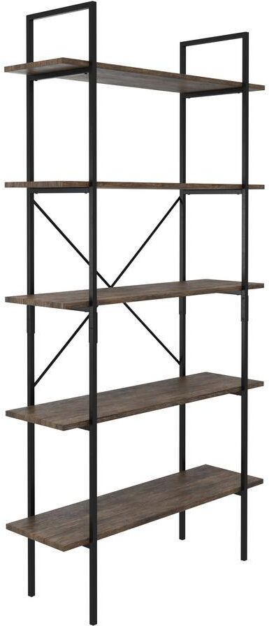 Lavish Home 69 in. Black 5-Shelf Ladder Bookcase Leaning Shelves