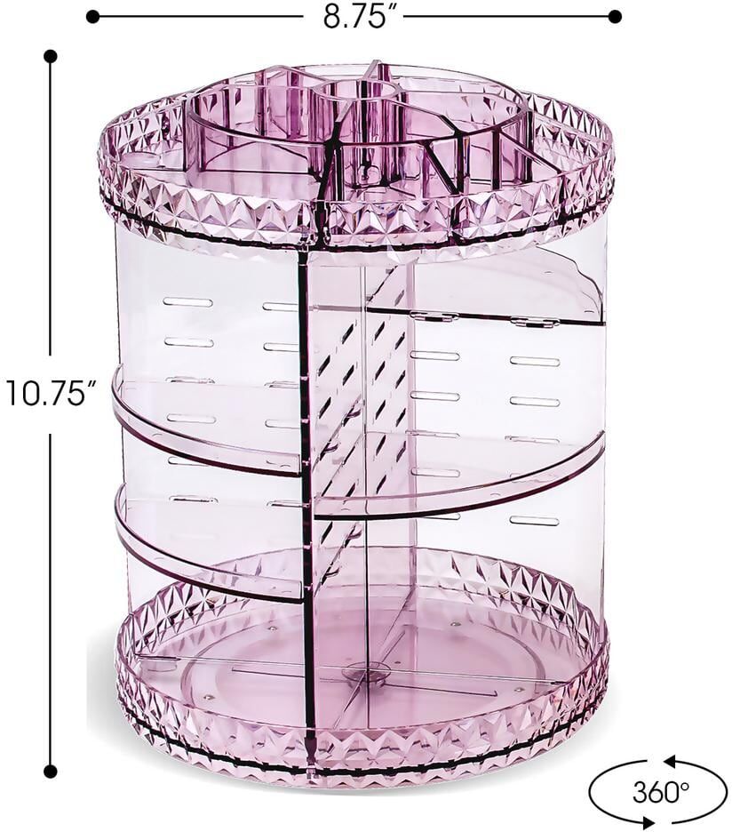 Sorbus Rotating Pink Clear Makeup Organizer