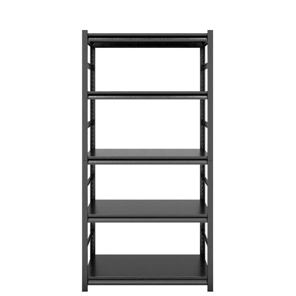 Tidoin Black 5-Tier Adjustable Metal Shelving Unit, Heavy Duty Shelving Utility Rack 31.5 in. W x 15.7 in. D x 63 in. H