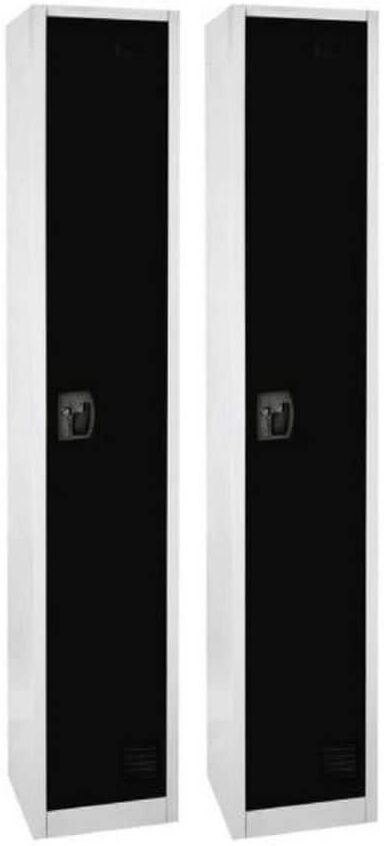 AdirOffice 629-Series 72 in. H 1-Tier Steel Key Lock Storage Locker Free Standing Cabinets for Home, School, Gym in Black (2-Pack)