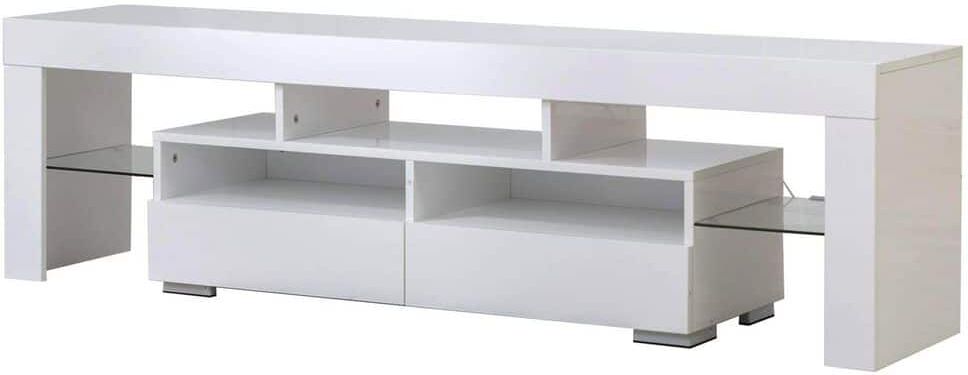 63 in. White TV Stand Wood Media Storage Console Fits TV's up to 65 in. TV Flat Screen TV Cabinet Gaming Consoles