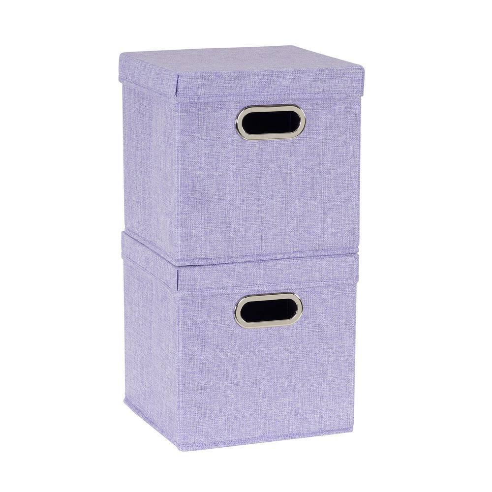 Household Essentials 11 in. H x 11 in. W x 11 in. D Purple Fabric Cube Storage Bin 2-Pack