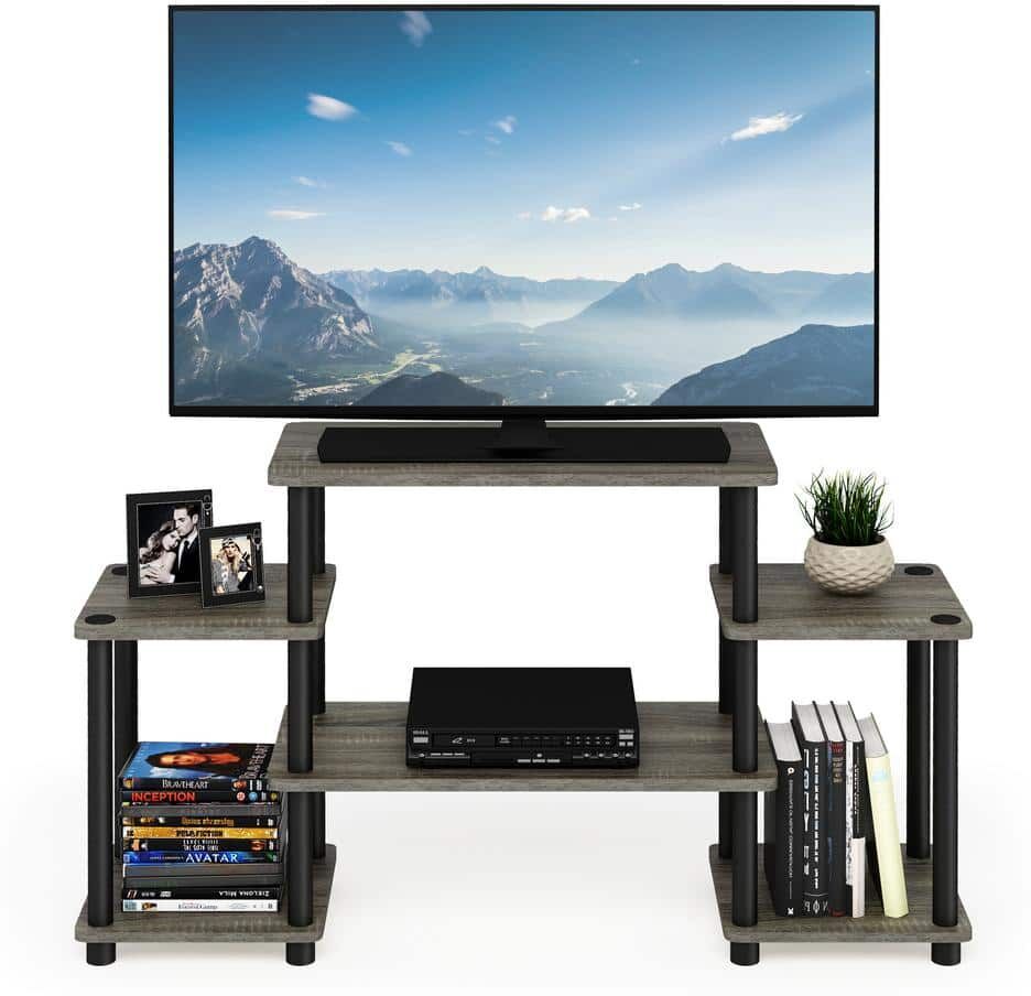 Furinno Turn-N-Tube 42 in. French Oak Gray Particle Board Entertainment Center Fits TVs Up to 37 in. with Open Storage