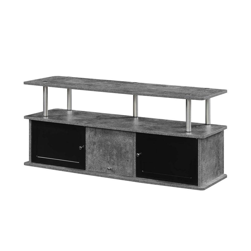 Convenience Concepts Designs2Go 47.25 in. Cement Particle Board TV Stand Fits up to 50 in. TV with 3-Cabinets and Shelf