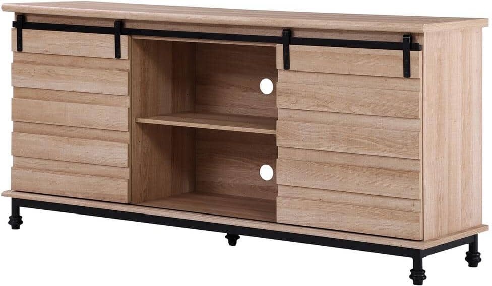 WAMPAT 58 in. Oak TV Standor Entertainment Center with-Drawers Fits TV's up to 65 in.