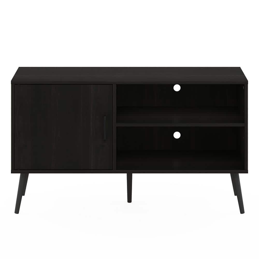Furinno Claude 43.3 in. Espresso Mid Century TV Stand with A Cabinet and 2-Shelves Fits TV's up to 45 in. with Cable Management