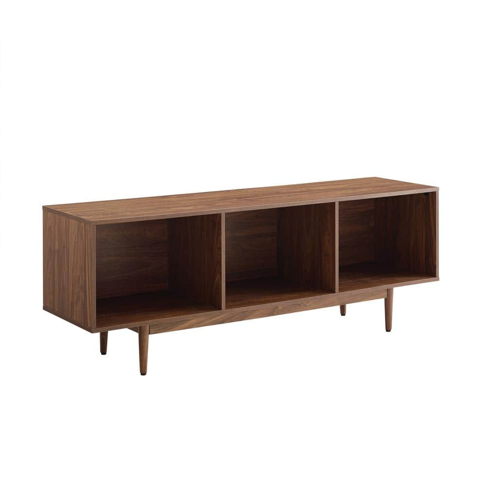 CROSLEY FURNITURE Liam Walnut Record Storage Console Cabinet