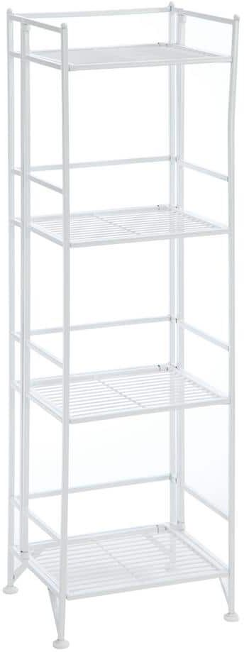 Convenience Concepts Xtra Storage 45 in. White Metal 4-Shelf Accent Bookcase with Folding Sides