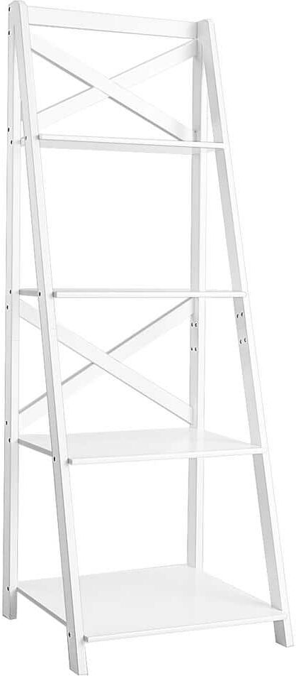 Costway Classic 56.3 in. 4-Tier Ladder Shelf Bookshelf in White