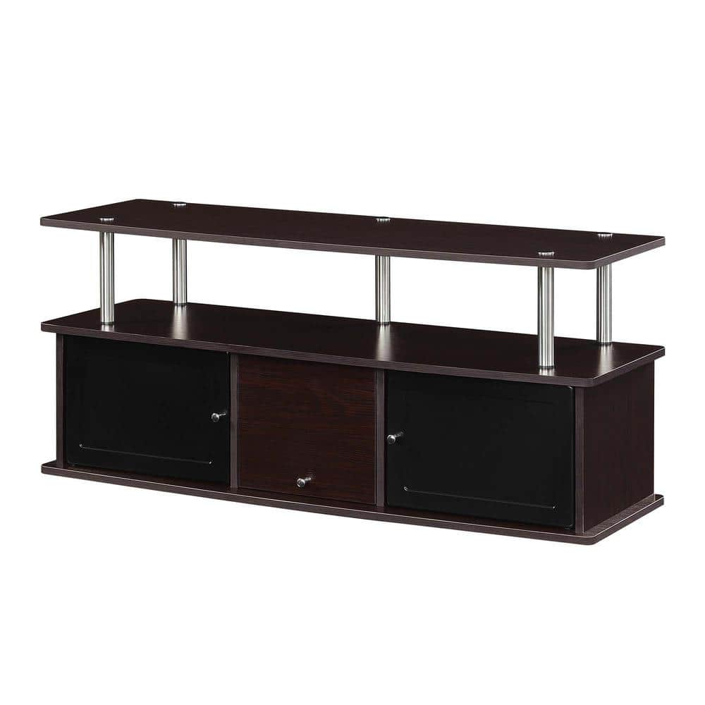 Convenience Concepts Designs2Go 47.25 in. Espresso and Black TV Stand Fits up to a 50 in. TV with 3 Storage Cabinets